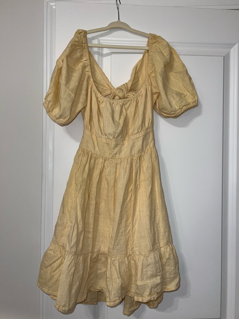 Yellow Puff Sleeve Mini Dress